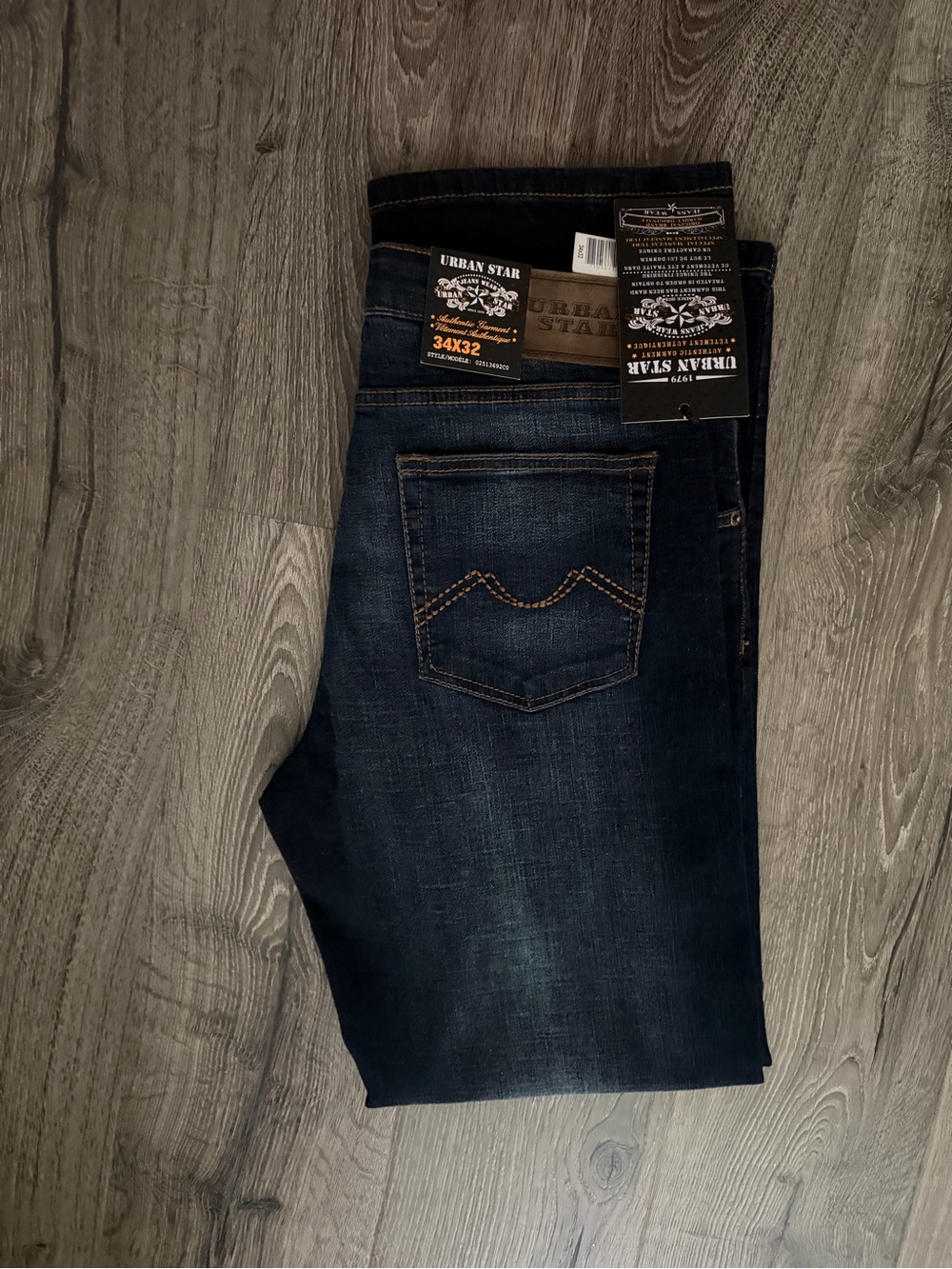 Urban Star Men’s Slim Straight Jeans in Dark Blue